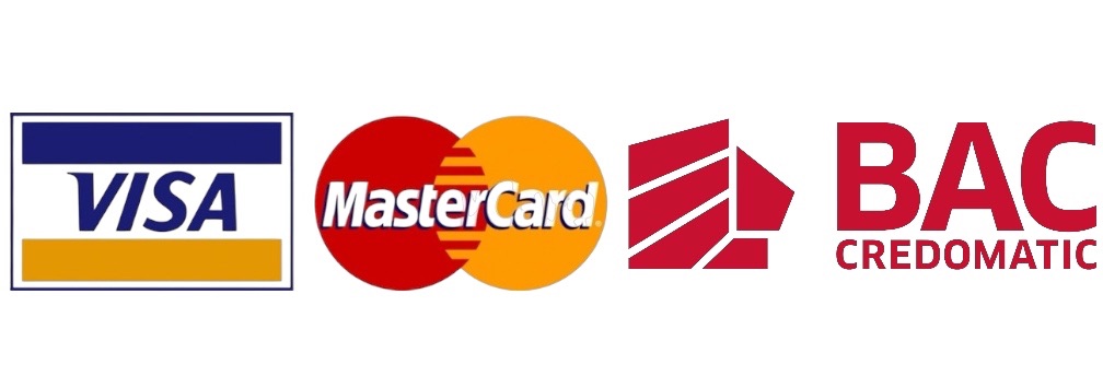 Formas de pago: Visa, MasterCard, BAC Credomatic