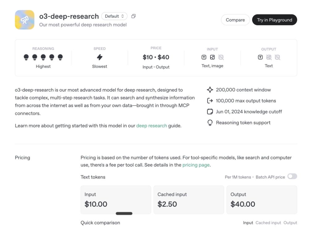 OpenAI o3-deep-research仕様