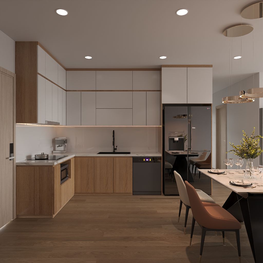 Tủ bếp tích hợp công nghệ hiện đại