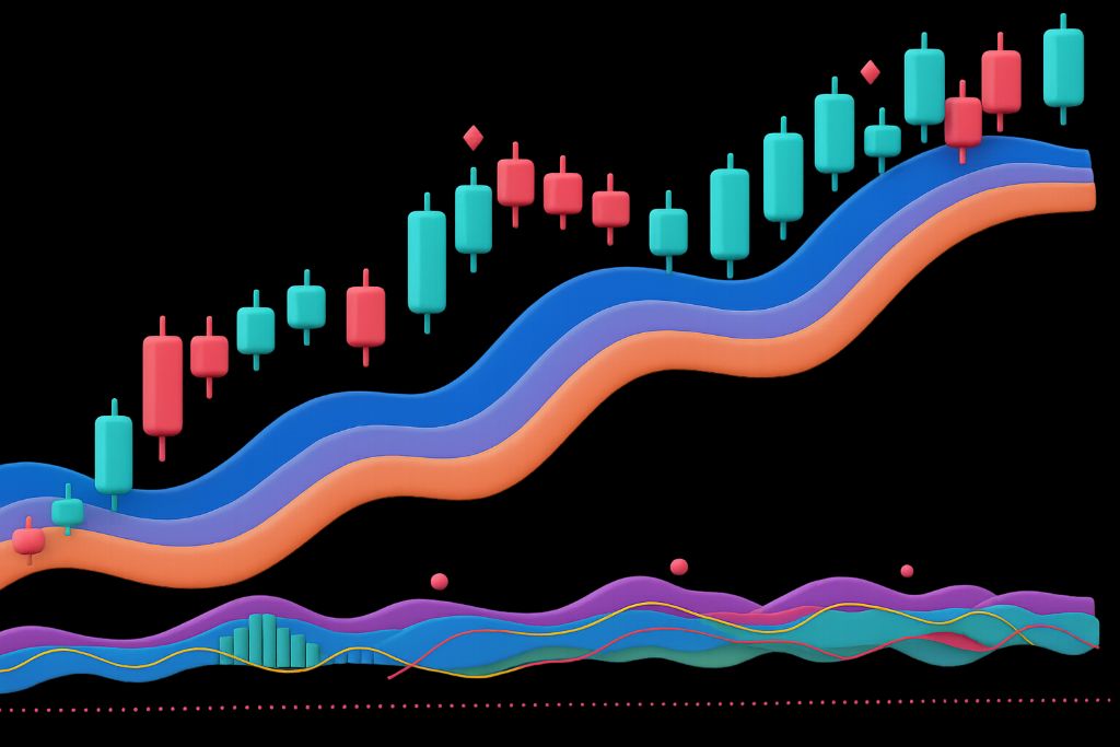 Trading Chart with Candlesticks and Trend Analysis