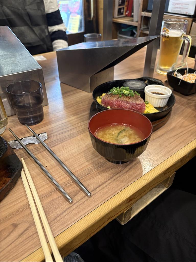 키와미야 함바그 하카타점 훈제 스테이크 세팅