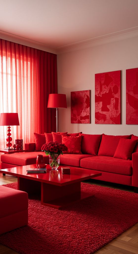 Vibrant Red Living Room