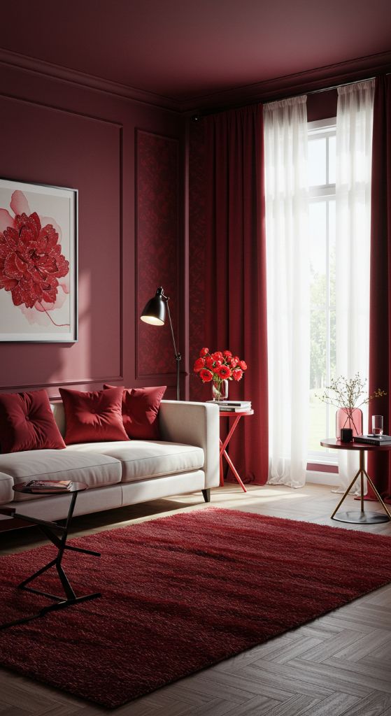 Modern Red Contrast Room