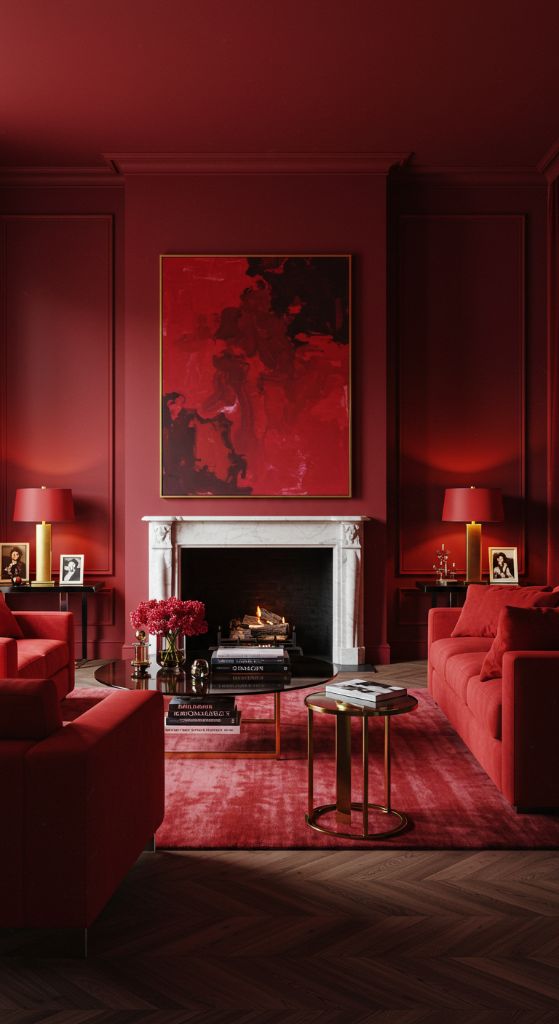Luxurious Red Living Room