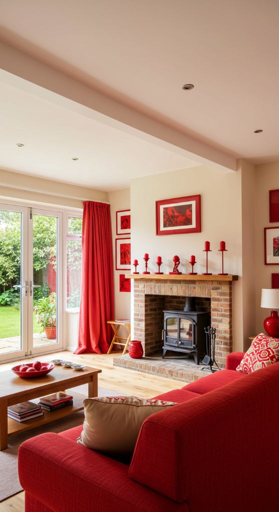 Contemporary Red Living Room