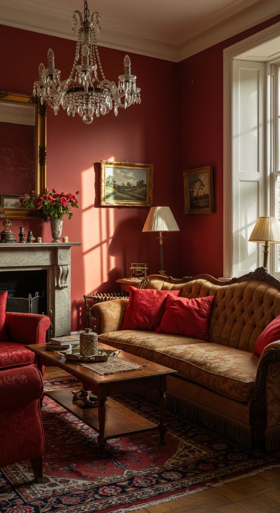 Vintage Red Room with Crystal
