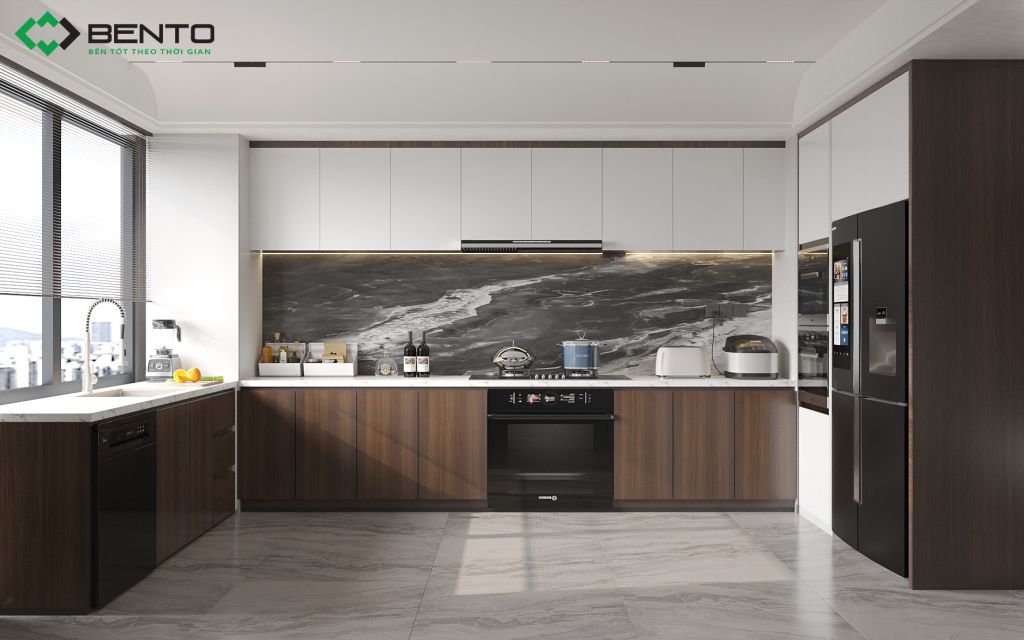 Tủ bếp nhựa với thiết kế sang trọng