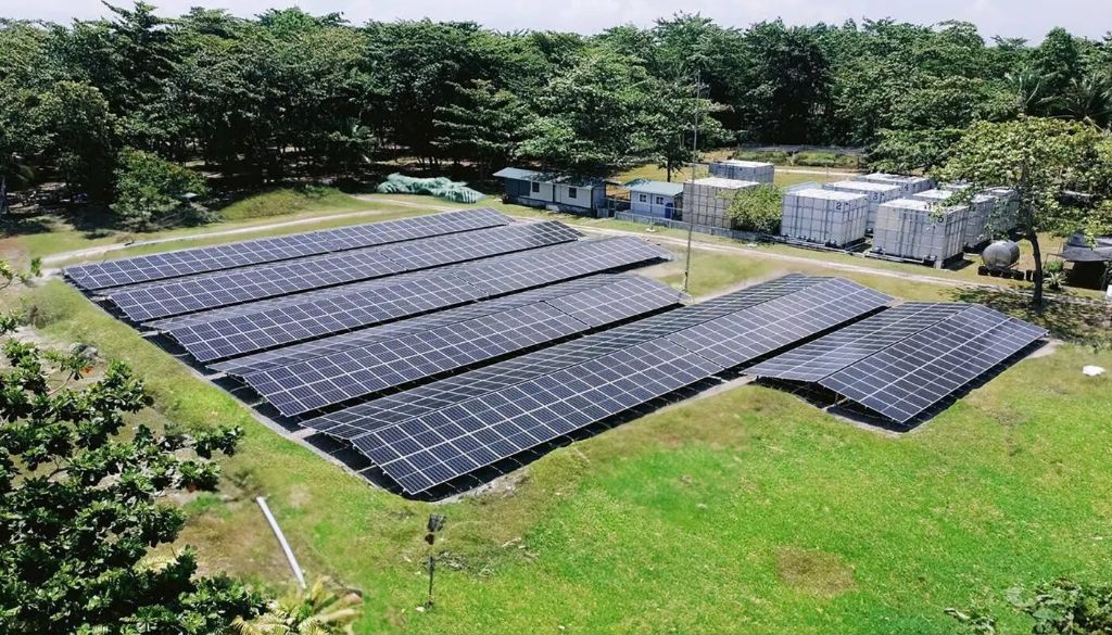 Solar power plant in green space