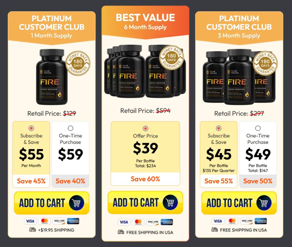 Clubhouse Fire Pricing Options